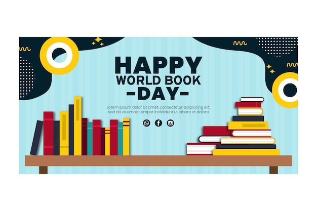 Sjabloon voor horizontale spandoek voor de viering van de wereldboekdag