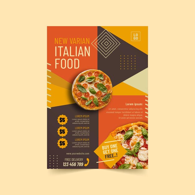 Gratis vector sjabloon voor italiaans eten poster