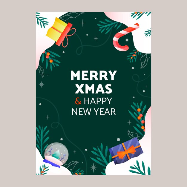 Sjabloon voor kerstkaarten met kleurovergang