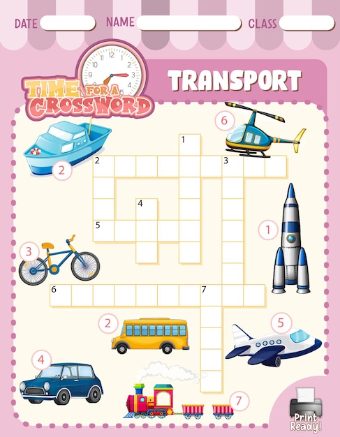 Sjabloon voor kruiswoordpuzzels over transport