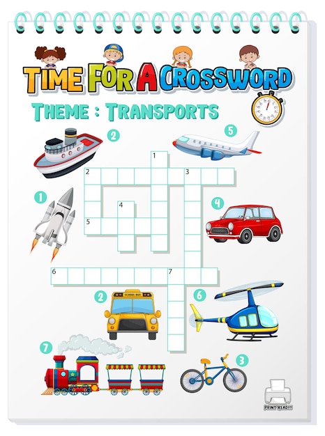 Sjabloon voor kruiswoordpuzzels over transport