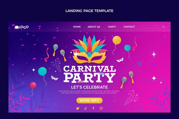Sjabloon voor landingspagina's met verloop carnaval