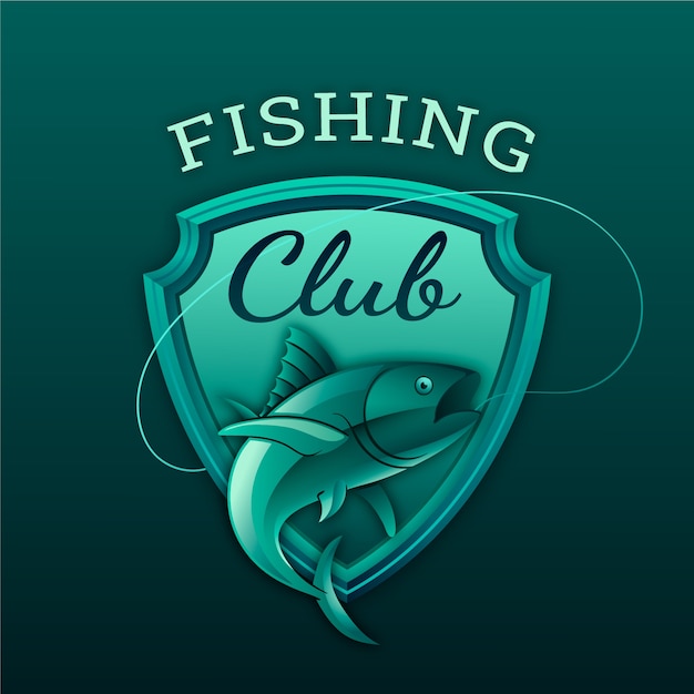 Gratis vector sjabloon voor logo met verloop vissen