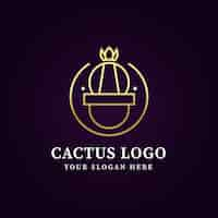 Gratis vector sjabloon voor logo met verloopcactus