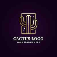 Gratis vector sjabloon voor logo met verloopcactus