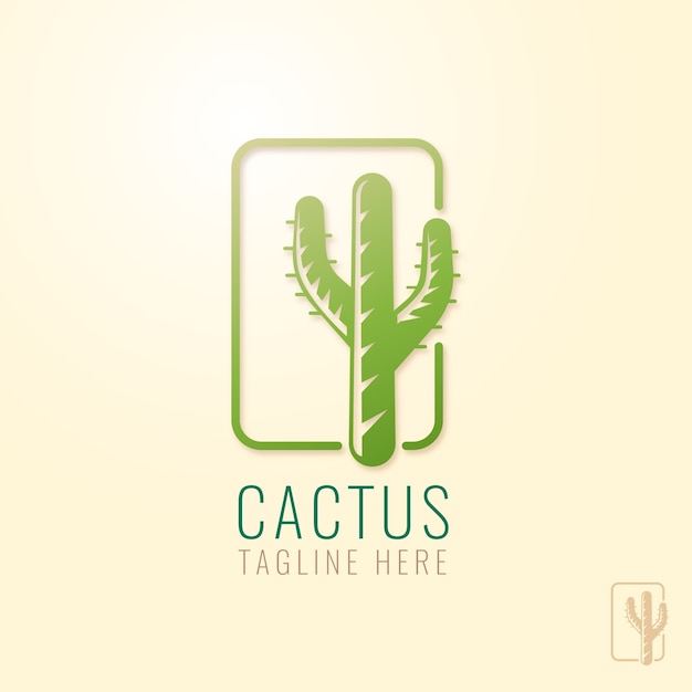 Gratis vector sjabloon voor logo met verloopcactus