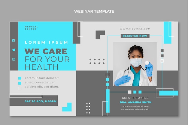 Gratis vector sjabloon voor medische webinar met plat ontwerp