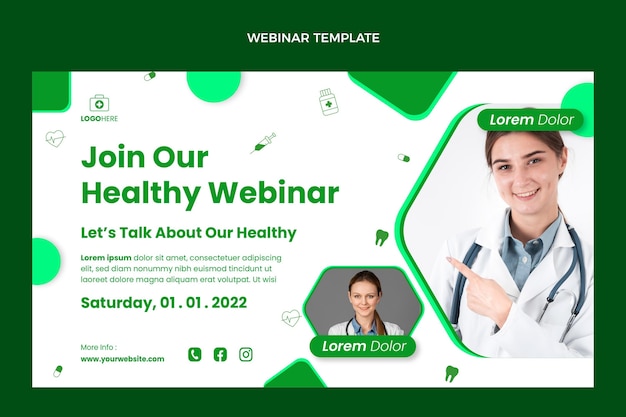 Gratis vector sjabloon voor medische webinar met plat ontwerp