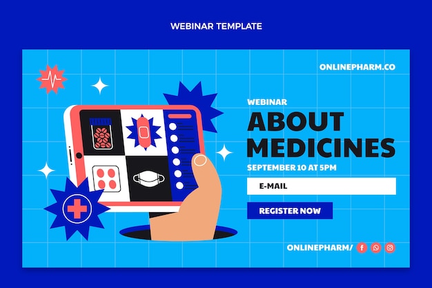 Sjabloon voor medische webinar met plat ontwerp
