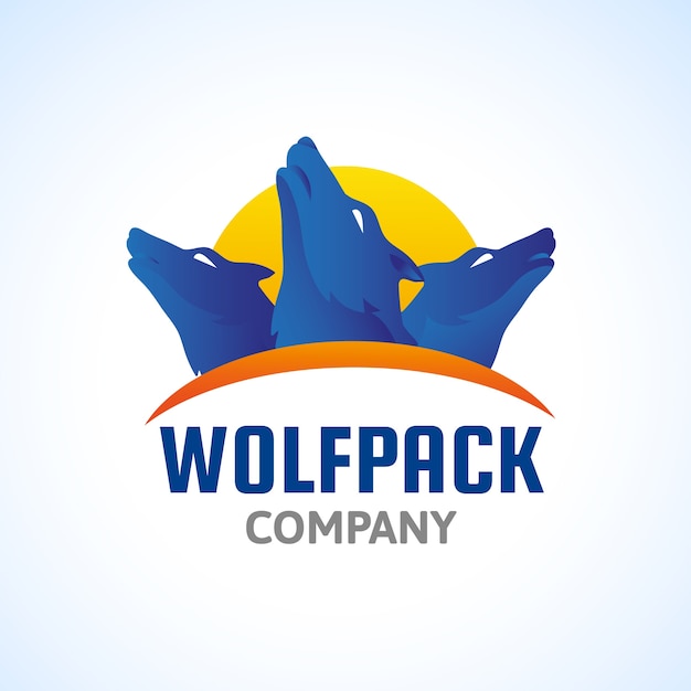 Gratis vector sjabloon voor merklogo van wolfpack