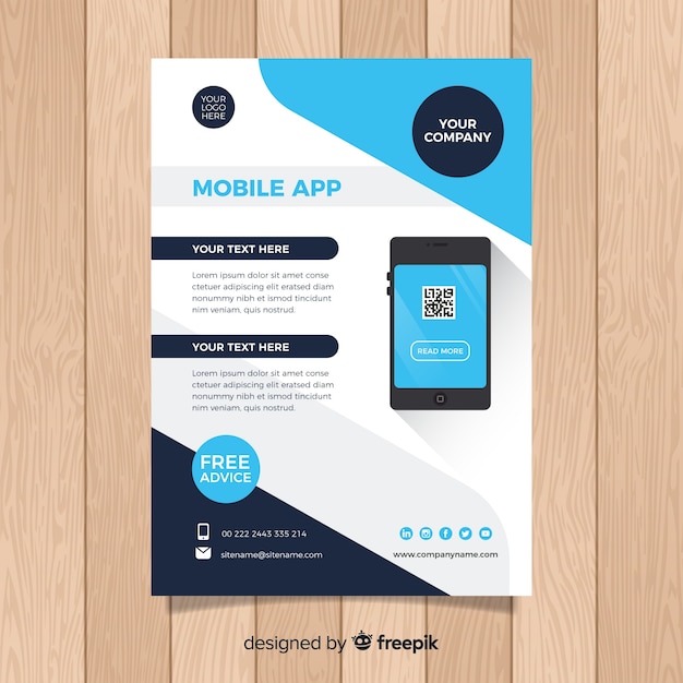 Gratis vector sjabloon voor mobiele app-flyer