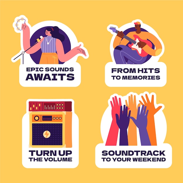 Gratis vector sjabloon voor muziekconcertlabels