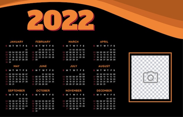 Sjabloon voor nieuwjaarskalender voor 2022