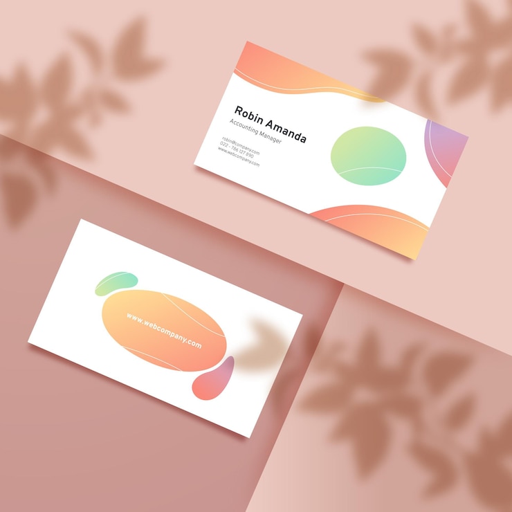 Gratis Vector sjabloon voor pastel kleurovergang visitekaartjes