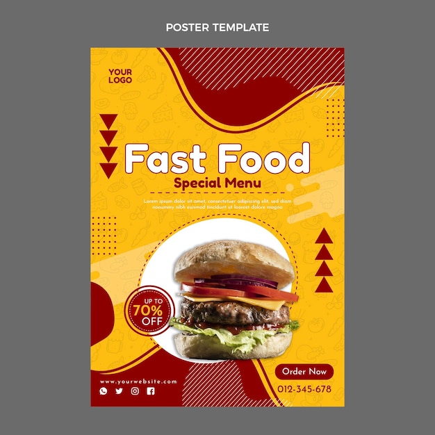 Gratis vector sjabloon voor plat fastfood-poster