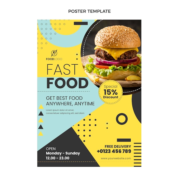 Sjabloon voor plat fastfood-poster