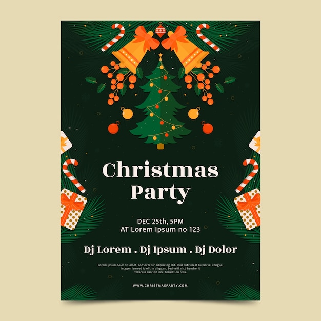 Gratis vector sjabloon voor plat kerstseizoenfeestposter