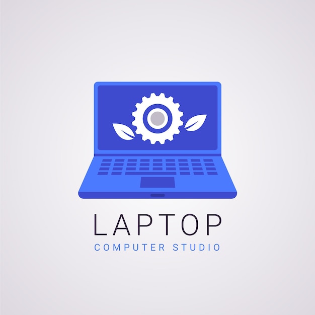 Gratis vector sjabloon voor plat ontwerp laptop logo