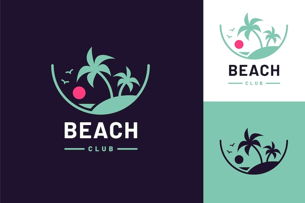 Sjabloon voor plat ontwerp strandclub logo