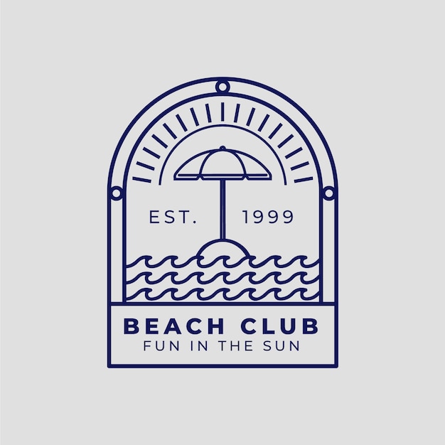 Sjabloon voor plat ontwerp strandclub logo