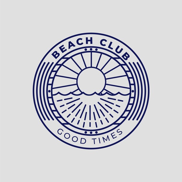 Sjabloon voor plat ontwerp strandclub logo
