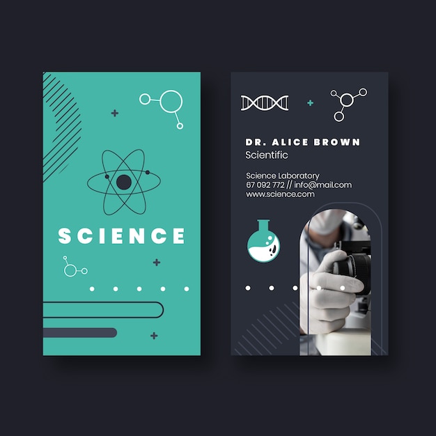 Sjabloon voor plat ontwerp wetenschap verticale visitekaartjes