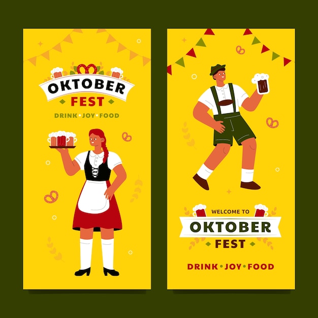 Gratis vector sjabloon voor plat verticaal spandoek voor oktoberfest bierfestivalviering