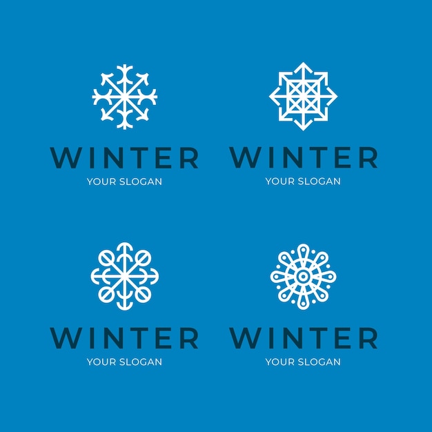 Gratis vector sjabloon voor plat winterlogo