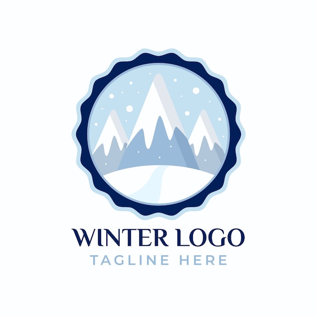 Gratis vector sjabloon voor plat winterlogo