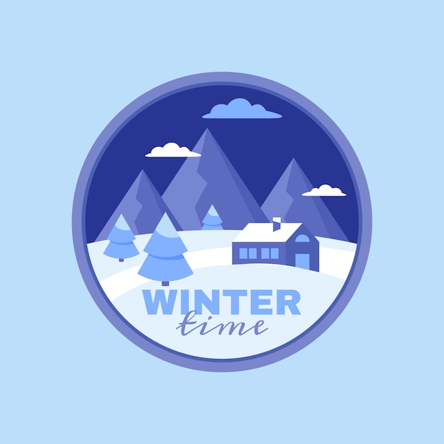 Gratis vector sjabloon voor plat winterlogo