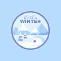 Gratis vector sjabloon voor plat winterlogo