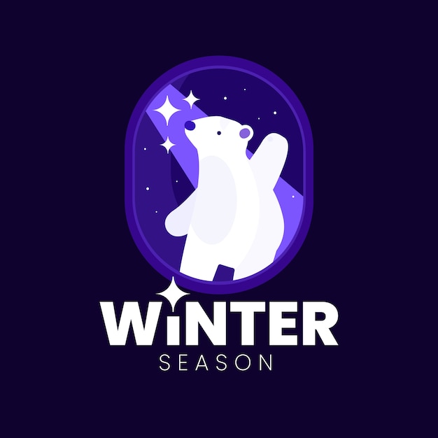 Gratis vector sjabloon voor plat winterlogo