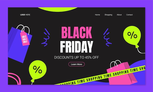 Sjabloon voor platte bestemmingspagina's voor black friday-verkopen