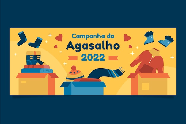 Gratis vector sjabloon voor platte campanha do agasalho horizontale banner