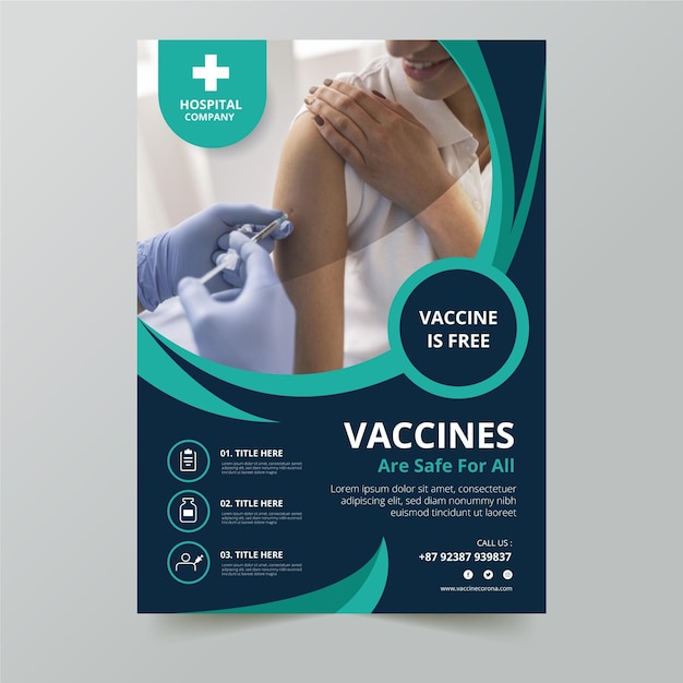 Gratis vector sjabloon voor platte coronavirus vaccinatie folder