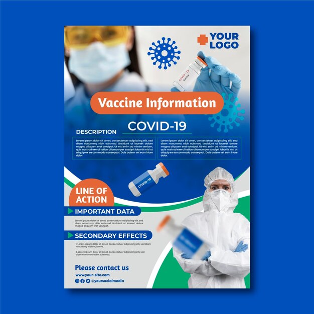 Sjabloon voor platte coronavirus vaccinatie folder