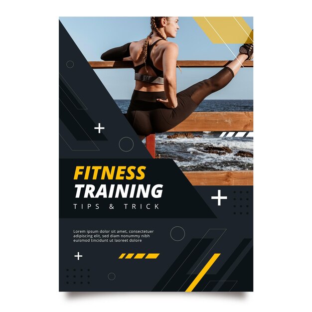 Sjabloon voor platte fitness verticale poster