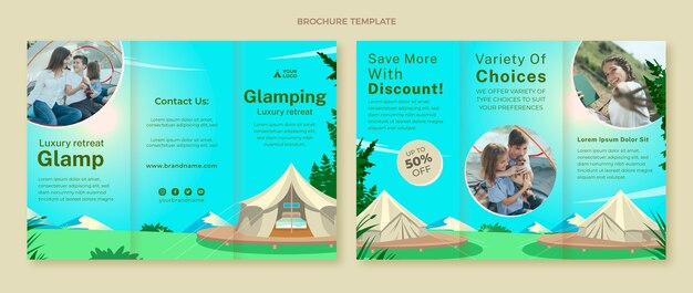 Sjabloon voor platte glamping-brochure