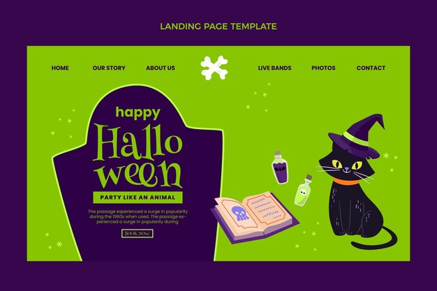 Sjabloon voor platte halloween-bestemmingspagina