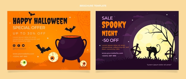 Gratis vector sjabloon voor platte halloween-brochure