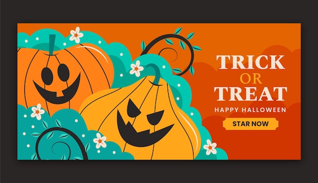 Gratis vector sjabloon voor platte halloween horizontale banner