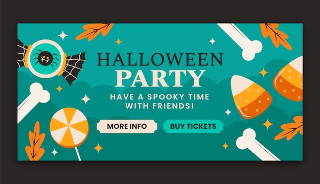 Gratis vector sjabloon voor platte halloween horizontale banner