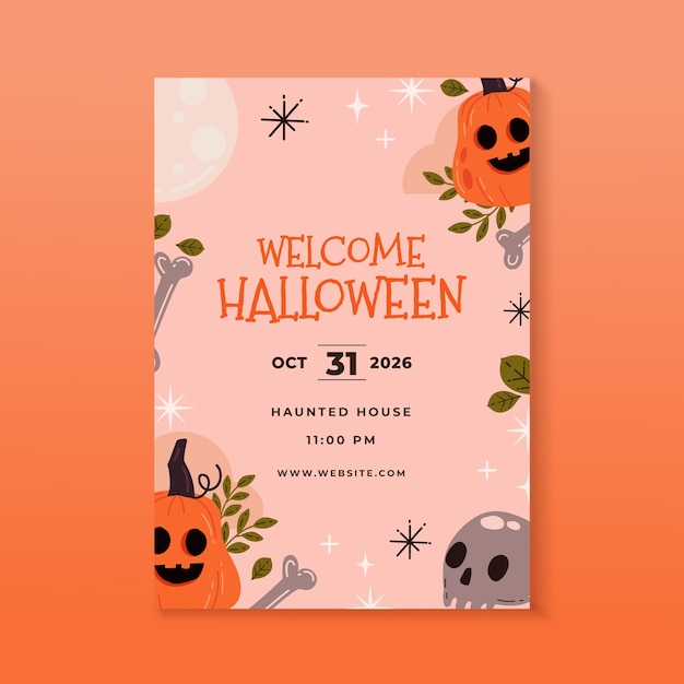 Sjabloon voor platte halloween verticale poster