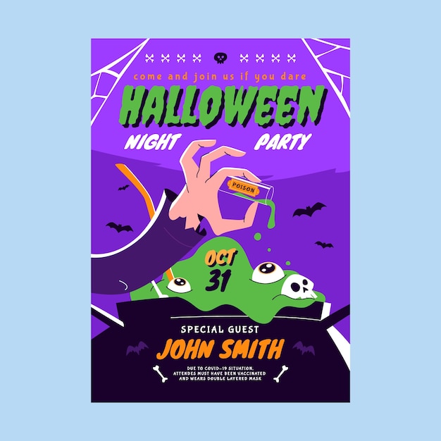 Gratis vector sjabloon voor platte halloween verticale poster