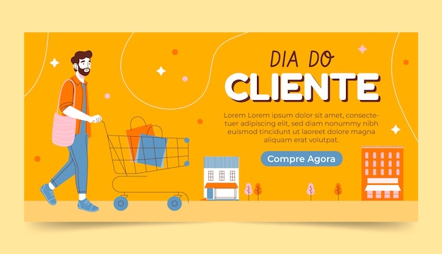 Gratis vector sjabloon voor platte horizontale verkoopbanner voor dia do cliente