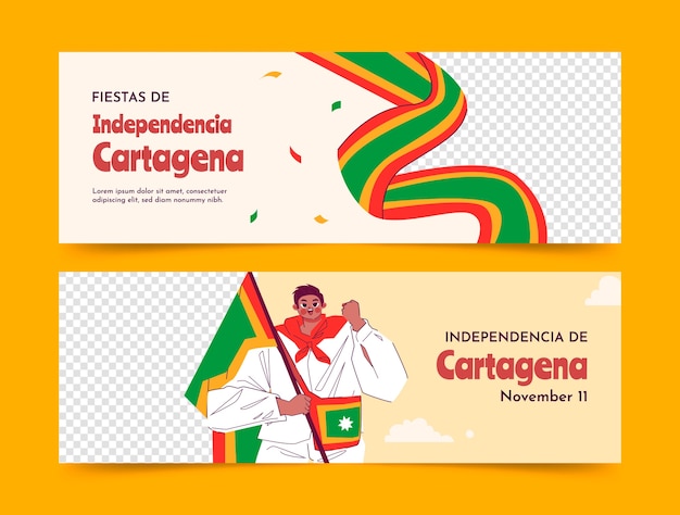 Sjabloon voor platte independencia de cartagena horizontale banner