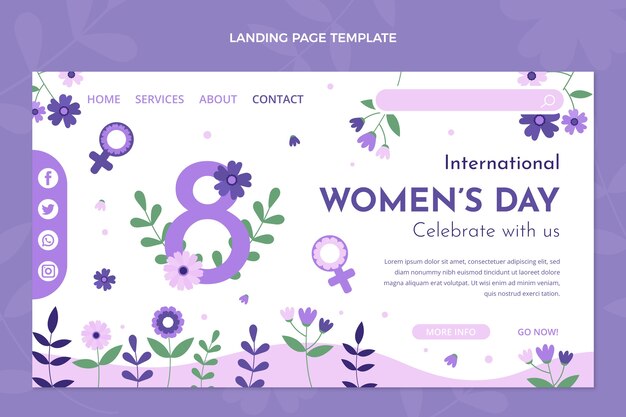 Sjabloon voor platte internationale vrouwendag-bestemmingspagina