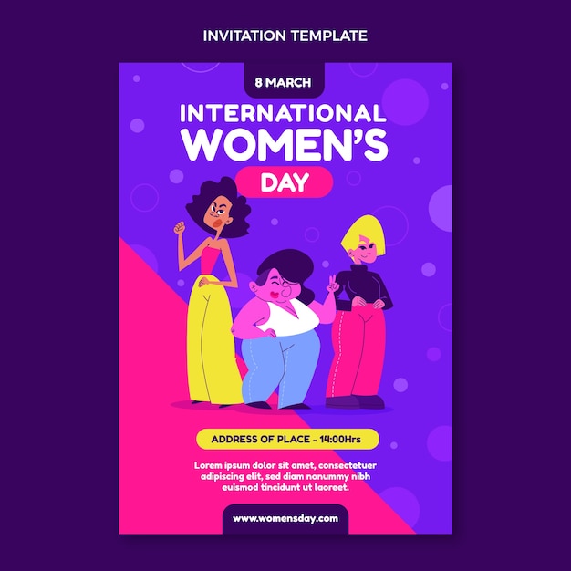 Sjabloon voor platte internationale vrouwendaguitnodiging