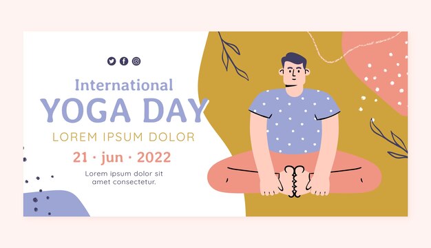 Gratis vector sjabloon voor platte internationale yogadag horizontale spandoek