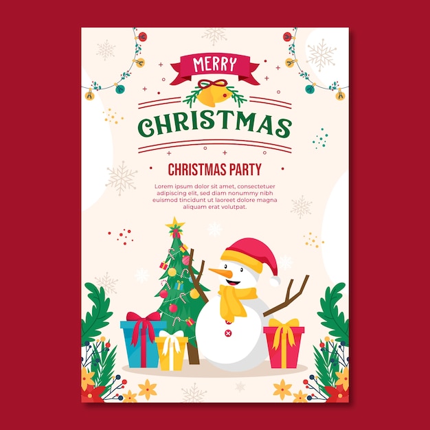 Sjabloon voor platte kerstfeest verticale poster